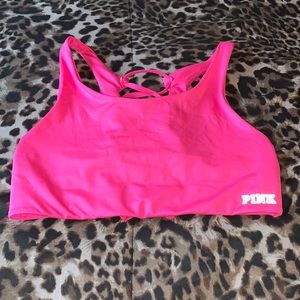 PINK Lace Up Sports Bra
